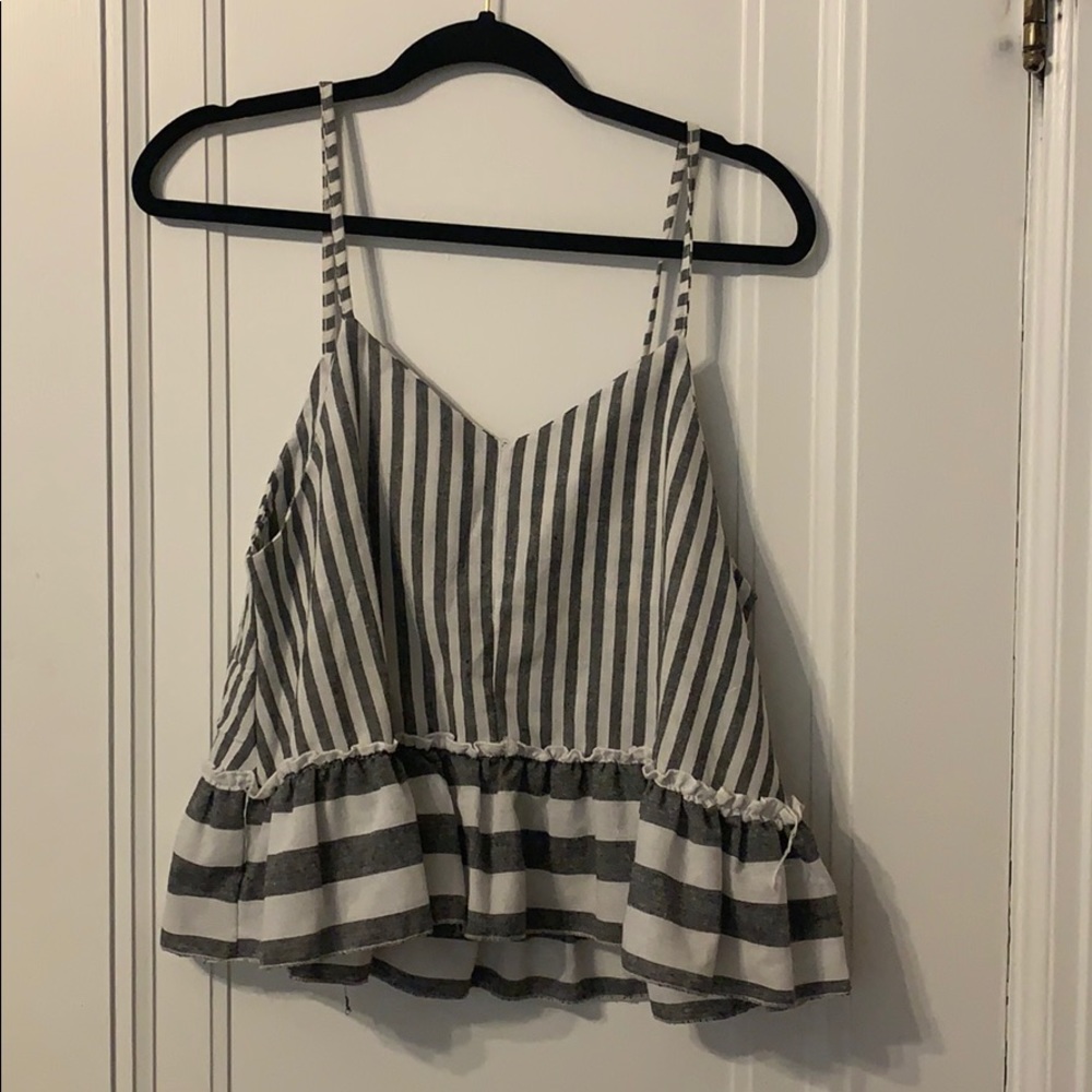 Blue and white striped crop top